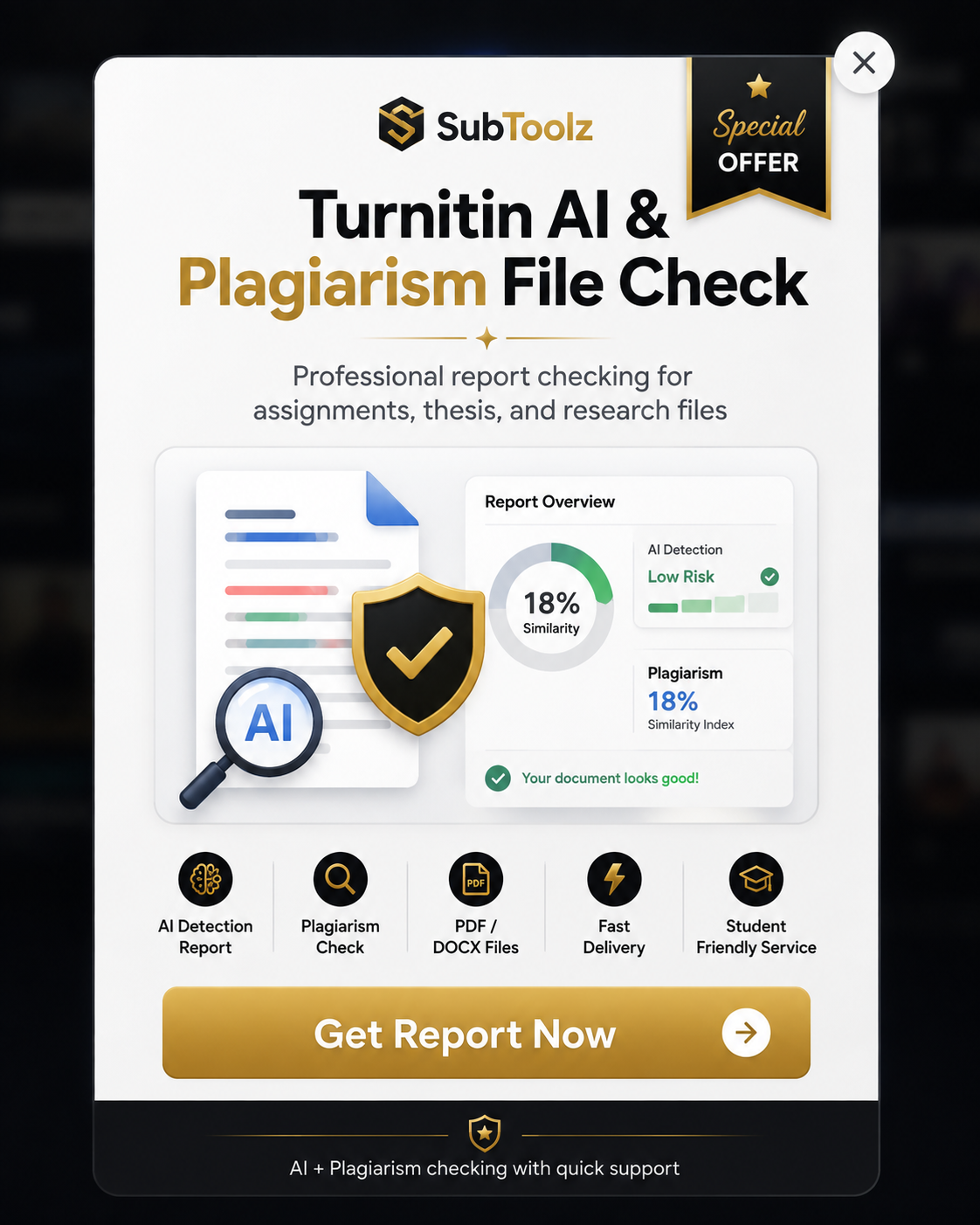 Turnitin AI and Plagiarism File Check - SubToolz